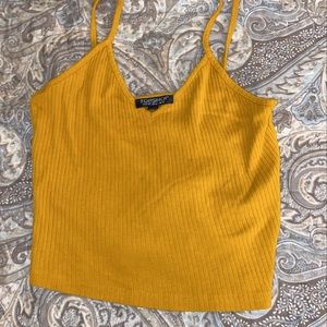 Topshop spaghetti strap crop top yellow